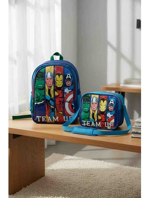 BBS Süper Kahramanlar Desenli Ilkokul Çantası ve Beslenme Çantası Seti - Avengers Temalı 2'li Okul Takımı