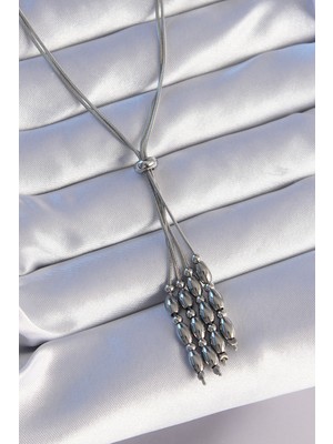 Twin Store Çelik Gümüş Renk Boyu Ayarlanabilir Sallantılı Model Kolye