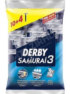 4 Adet Derby Samurai 3 Tıraş Bıçağı 14 Lü Poşet (10 + 4)