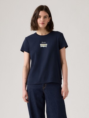 Levi's Kadın Bisiklet Yaka Desenli Lacivert T-Shirt - 17369-3156