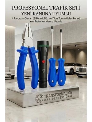 Twin Store 4 Parça Kanun Uyumlu Trafik Seti Pense Tornavida El Feneri 723056