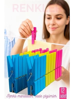 Twin Store 12’li Plastik Mandal Seti – Renkli, Dayanıklı, Çok Amaçlı Tutuş Ustası 722275