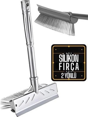 Twin Store Fırçalı Silikon Uçlu Cam Sil Çekçek 2 Yönlü Temizlik Fırçası – 35X22 cm | Süpürme V
