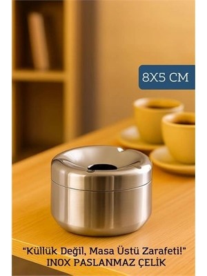 Twin Store Inox Paslanmaz Çelik Küllük – 8 x 5 cm | Modern, Hijyenik Dayanıklı Tasarım 722189