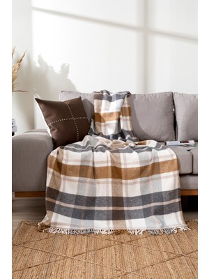 Koza Home Fıona Bej Ekose Throw 130X170 15052