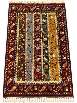 Burak Halı El Dokuma Sıfır Sivas Şal Halısı 123X187 Kök Boya %100 Yün Renkli Halı