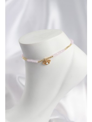 Twin Store Pembe Renk Boncuklu Nazarlı Göz Figürlü Halhal