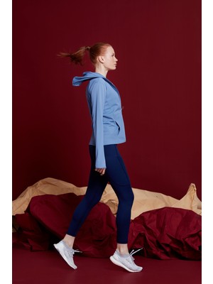 Yoga Zero Ully Sweatshirt Seamless Teknolojisi Rahat Kesim Cepli Mavi