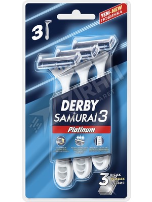 5 Adet Derby Samurai Platinum 3 Bıçaklı 3 Lü Poşet Blisterli