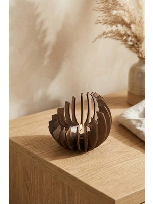 Benomtech Ceviz Desenli Lotus Mumluk – 3 mm Mdf Lazer Kesim (10 Cm) 1 Adet