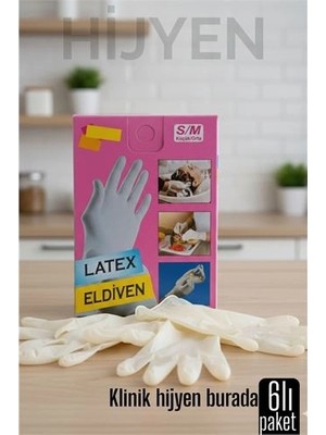 Twin Store Transformacion 6'lı Kutulu Latex Eldiven Hijyenik, Esnek Çok Amaçlı Kullanım Için 7