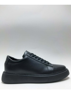 Tria Polo Hakiki Deri Hafif Bağcıklı Kalın Taban Siyah Sneaker Erkek Ayakkabı C-91200246TRIA