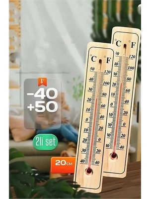 Twin Store Termometre - Ahşap Duvar Termometresi 2 Li Set 721972