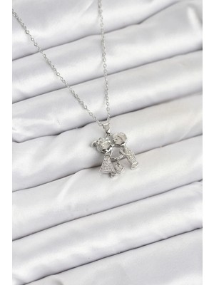 Twin Store Çelik Zincir Gümüş Renk Erkek Kız Model Kadın Kolye