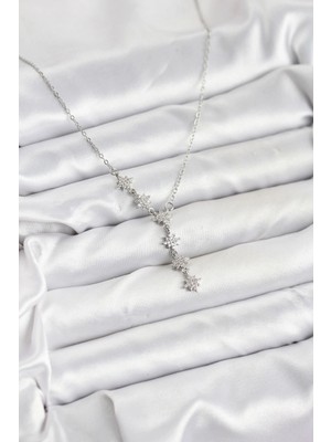 Twin Store Çelik Zincir Gümüş Renk Kutup Yıldızı Model Kadın Kolye