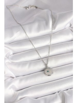 Hobibahçem 316L Çelik Gümüş Renk Zincir Madalyon Zirkon Taşlı Işlemeli Hilal Yıldız Model Kadın Kolye