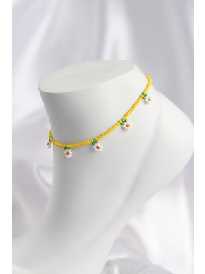 Twin Store Sarı Renk Boncuklu Papatya Motifli Halhal - TJ-HH1666