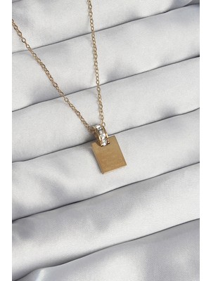 Hobibahçem 316L Çelik Zincir Gold Renk Zirkon Taşlı Aşk Mektubu Kolye