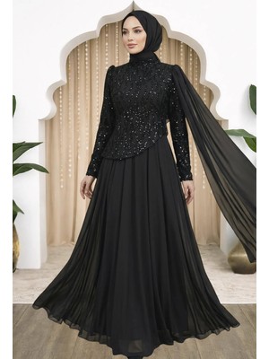 Amine Hüma Tülin Abiye Elbise Siyah