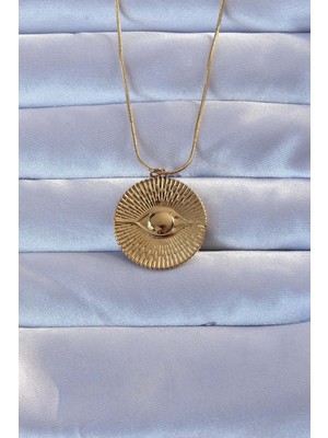 Hobibahçem 316L Altın Renk Işlemeli Göz Kolye