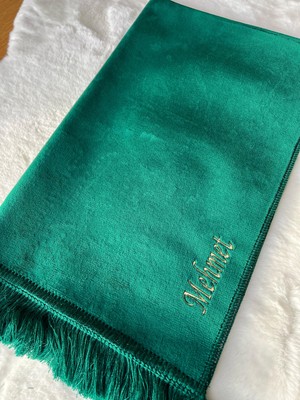 Safa Gift Kişiye Özel Isimli Lüx Kadife Seccade, Düz Velur Isim Nakışlı Seccade, Çeyizlik Hediyelik Seccade