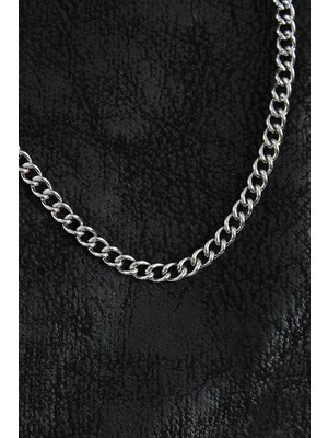 Hobibahçem 316L Çelik Klasik Oval Zincir Model Gümüş Renk Erkek Kolye