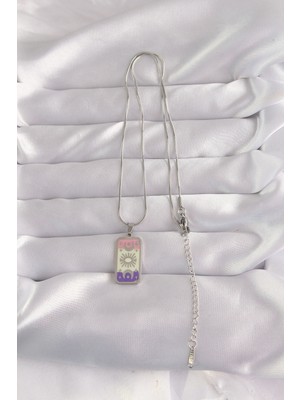Hobibahçem 316L Çelik Gümüş Renk Karışık Mineli Ay Figür Tarot Kolye