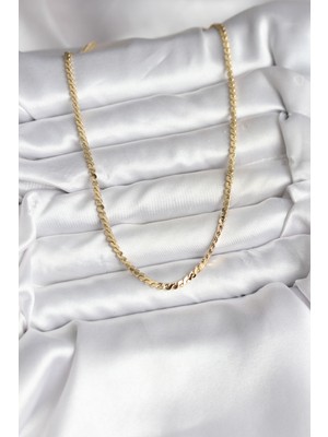 Hobibahçem 14K Gold Renk Kaplama Ezme Yılan Zincir Model cm Kadın Kolye