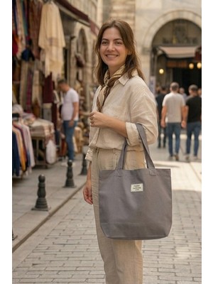 Baran Işık El Yapımı Bez Çanta Kanvas Tote Bag Kadın Günlük Şık Kullanım