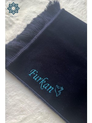 Safa Gift Kişiye Özel Isimli Lüx Kadife Seccade, Düz Velur Isim Nakışlı Seccade, Çeyizlik Hediyelik Seccade