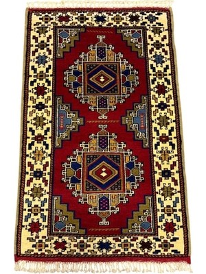 Burak Halı El Dokuma Sıfır Obruk Halısı 85X135 Kök Boya %100 Yün Halı Kırmızı