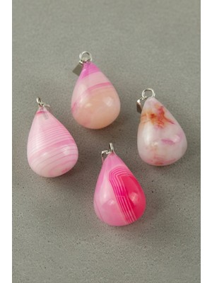 DS LLC Pembe Kuvars Damla Doğaltaş Kolye Ucu 1 Adet DLLSRSBJ34