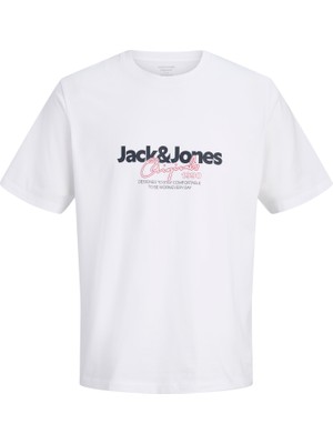 Jack & Jones Erkek Gögüs Baskili Bisiklet Yaka Tisört - Cassis