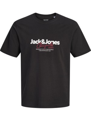 Jack & Jones Erkek Gögüs Baskili Bisiklet Yaka Tisört - Cassis
