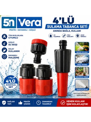 Universal 4’lü Sulama Tabanca Seti | Musluk Aparatı, Hortum Bağlantı Adaptörü | Bahçe & Oto Yıkama