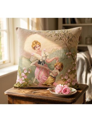 Believe Anne Kızın Ilk Dansı Jakarlı Dokuma Goblen Dekoratif Kırlent 45*45