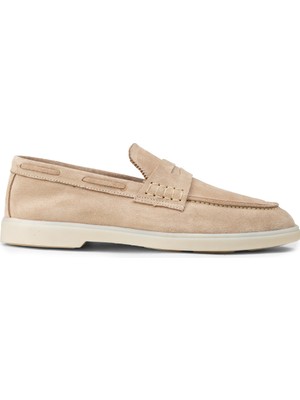 Deery Erkek Hakiki Süet Bej Loafer Ayakkabı - 02028MBEJC01