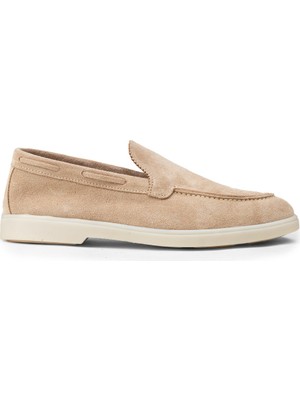 Deery Erkek Hakiki Süet Bej Loafer Ayakkabı - 02032MBEJC01