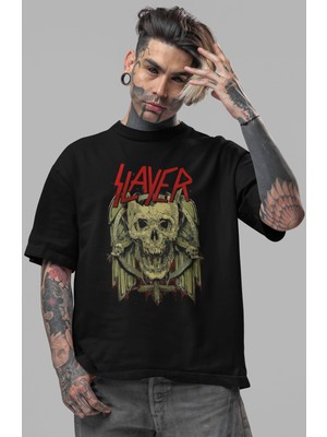 Sevbano Slayer Rock Metal Müzik Grubu Ön Baskılı Unisex Oversize Tişört