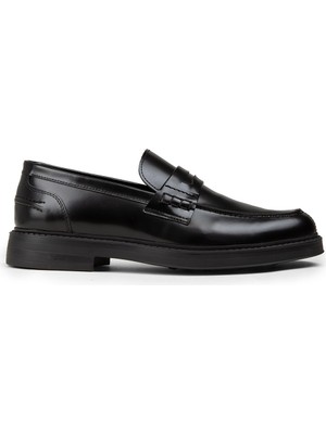 Deery Erkek Siyah Hakiki Deri Loafer Ayakkabı - 02021MSYHC03