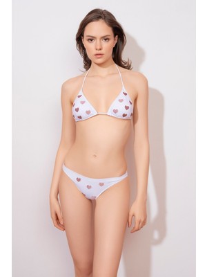 Lovekini Amora White Bikini With Pink Embroidery Details