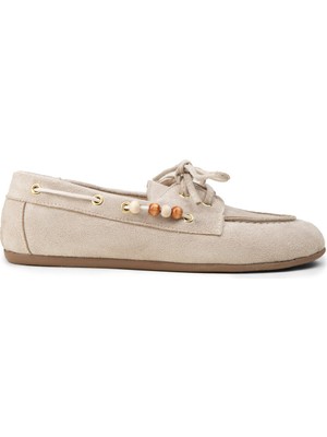 Deery Kadın Bej Bağcıklı Loafer Ayakkabı - K2903ZBEJM01