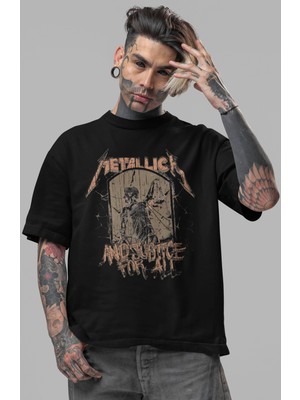 Sevbano Metallica Rock Metal Müzik Grubu Ön Baskılı Unisex Oversize Tişört