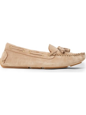 Deery Kadın Süet Bej Püsküllü Loafer Ayakkabı - DL506ZBEJC01