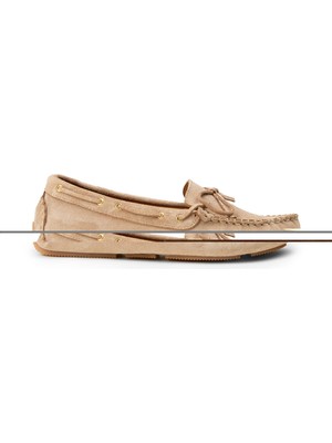 Deery Kadın Hakiki Süet Bej Loafer Ayakkabı - DL505ZBEJC01