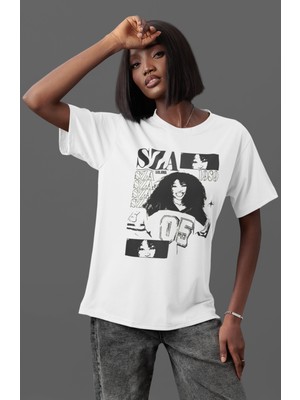 Sevbano Sza Rapper Şarkıcı Ön Baskılı Unisex Oversize Tişört