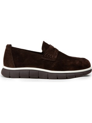 Deery Erkek Hakiki Süet Kahverengi Loafer Ayakkabı - 02045MKHVE01