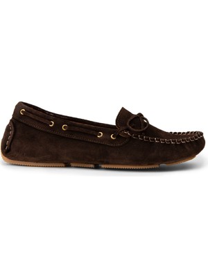 Deery Kadın Hakiki Süet Kahverengi Loafer Ayakkabı - DL505ZKHVC01