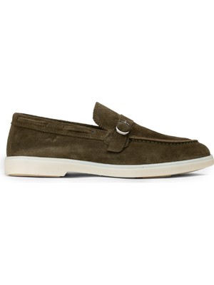 Deery Erkek Hakiki Süet Yeşil Tokalı Loafer - 02031MYSLC01