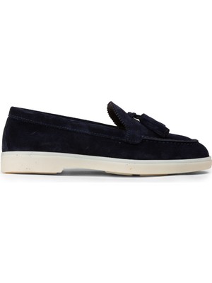 Deery Kadın Hakiki Süet Lacivert Püsküllü Loafer - 02040ZLCVC01